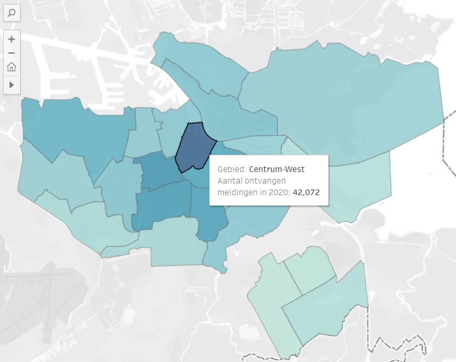 interactieve kaart meldingen openbare ruimte in Amsterdam